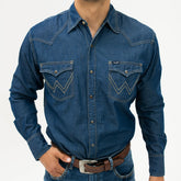 Camisa Wrangler Basica Lisa Mezclilla Buckle 010